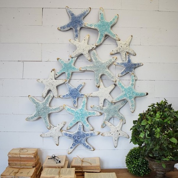 Pannello stelle marine metallo da muro - BLU/BIANCO/TURCHESE - ARTEMISIA  Home Decor